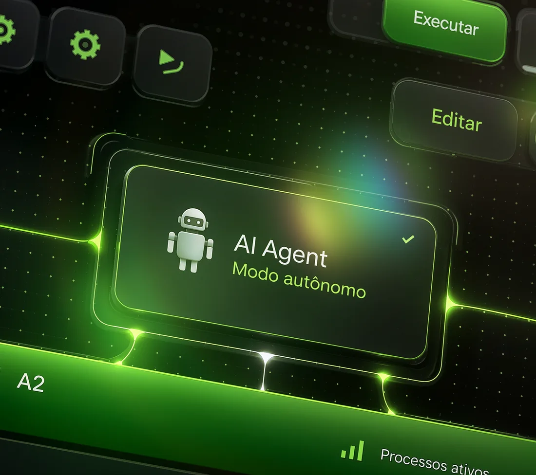 Um painel de operação com uma etapa automatizada rodando sozinha